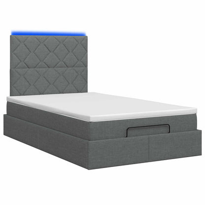 Ottoman Bed met Matrassen en LED Donkergrijs 120 x 200 cm Stof