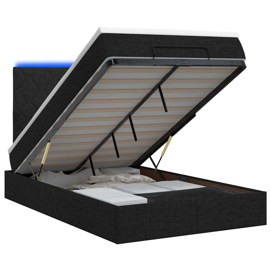 Ottoman Bed met Matrassen en LED Zwart 120 x 200 cm Stof