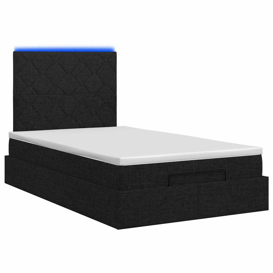 Ottoman Bed met Matrassen en LED Zwart 120 x 200 cm Stof