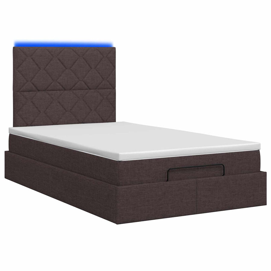 Ottoman Bed met Matrassen en LED Donkerbruin 120 x 200 cm Stof
