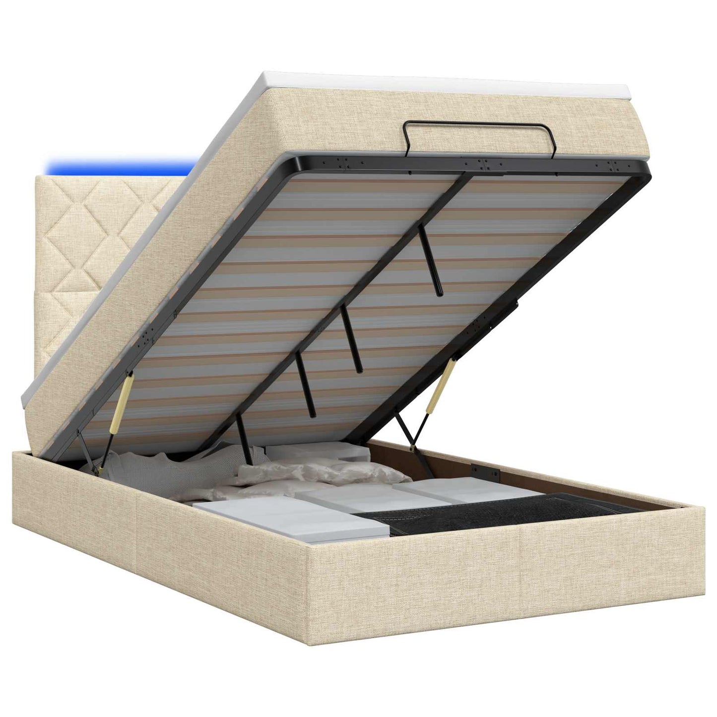 Ottoman Bed met Matrassen en LED Crèmekleurig 120 x 200 cm Stof