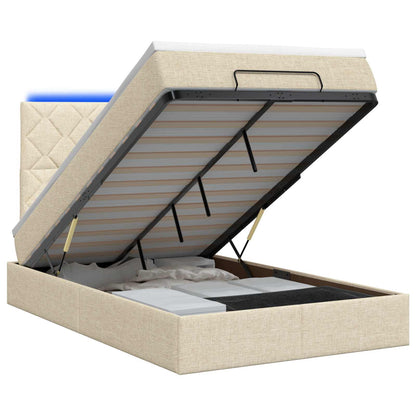 Ottoman Bed met Matrassen en LED Crèmekleurig 120 x 200 cm Stof