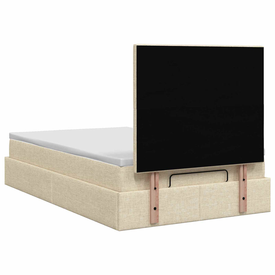 Ottoman Bed met Matrassen en LED Crèmekleurig 120 x 200 cm Stof
