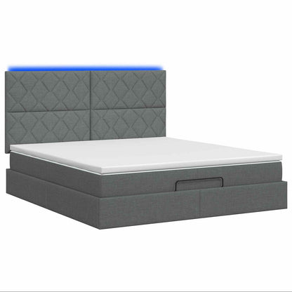 Ottoman Bed met Matrassen en LED Donkergrijs 140 x 190 cm Stof