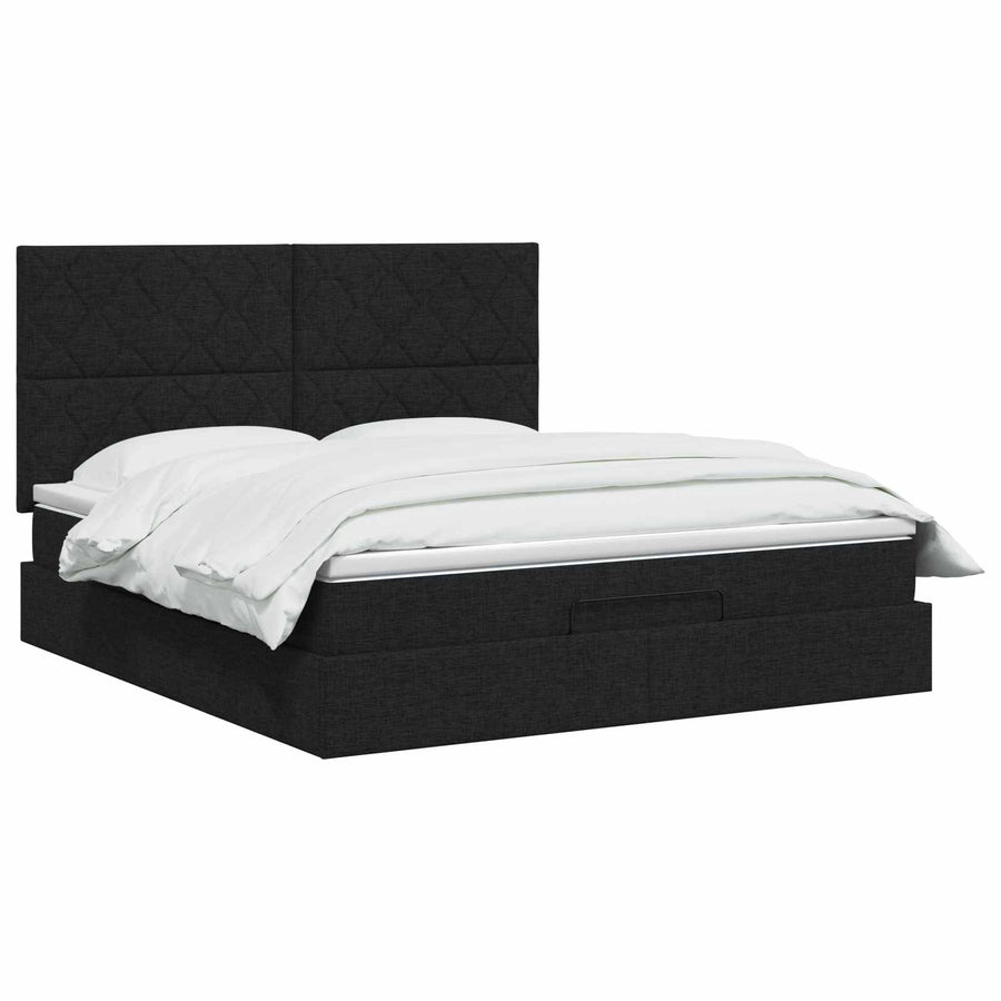 Ottoman Bed met Matrassen en LED Zwart 140 x 190 cm Stof