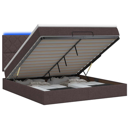 Ottoman Bed met Matrassen en LED Donkerbruin 140 x 200 cm Stof