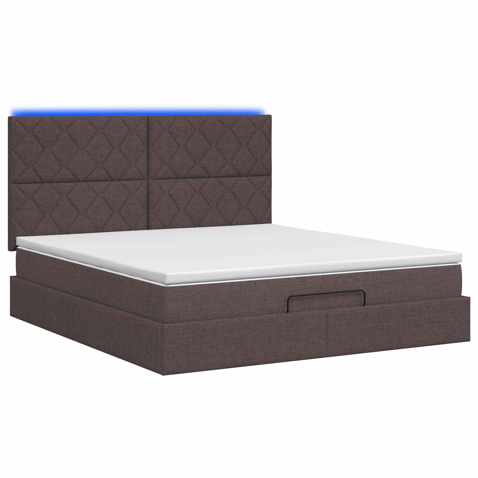 Ottoman Bed met Matrassen en LED Donkerbruin 140 x 200 cm Stof
