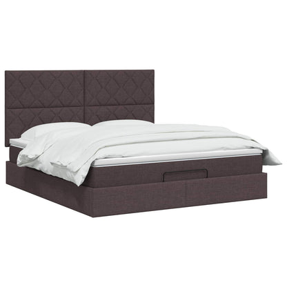 Ottoman Bed met Matrassen en LED Donkerbruin 140 x 200 cm Stof