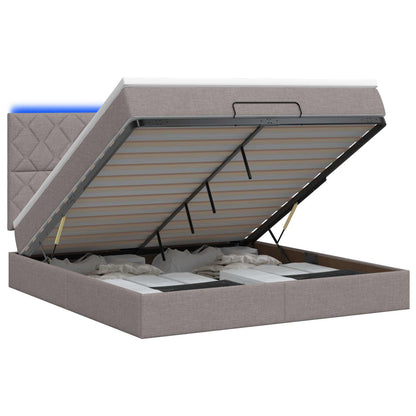 Ottoman Bed met Matrassen en LED Taupe 140 x 200 cm Stof