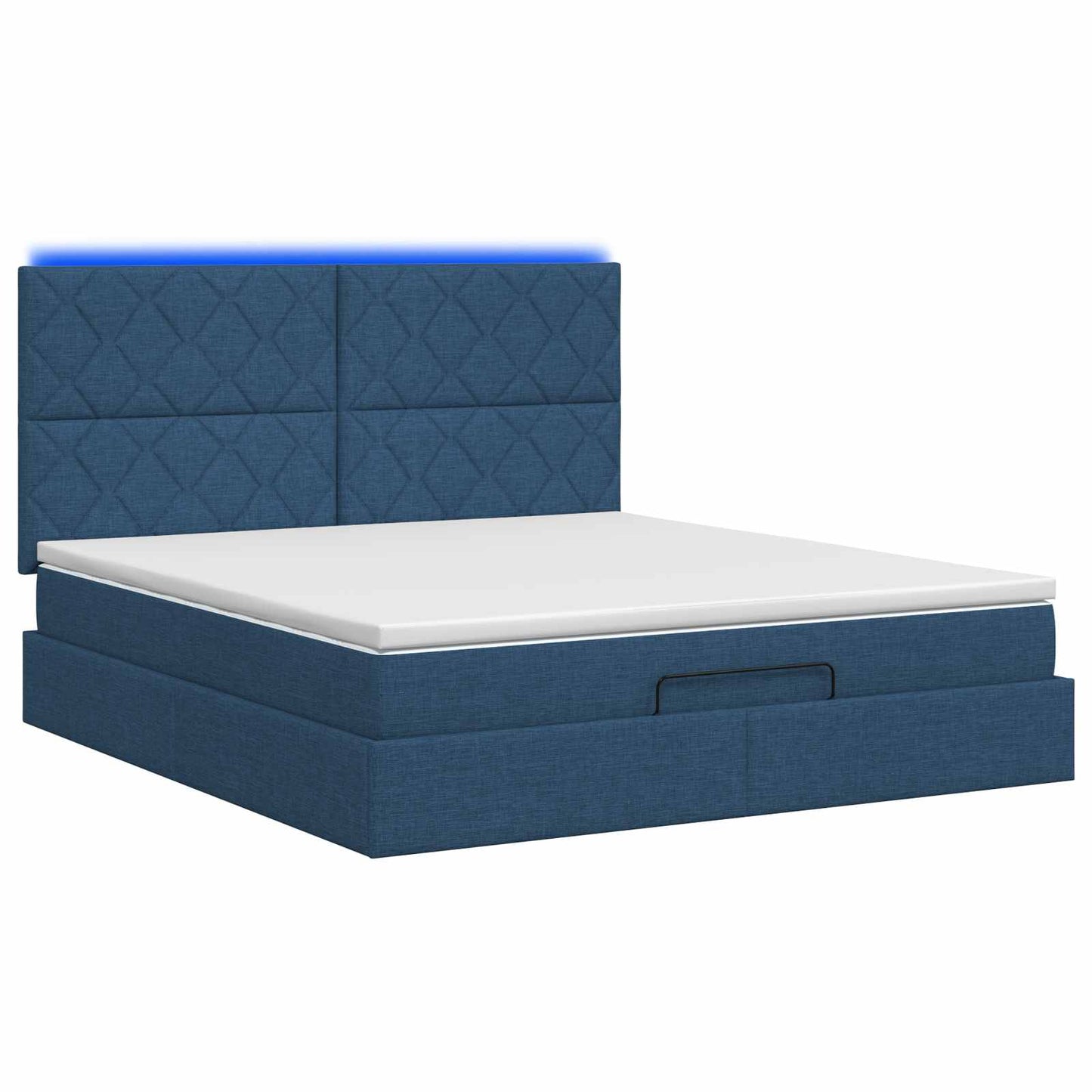 Ottoman Bed met Matrassen en LED Blauw 140 x 200 cm Stof