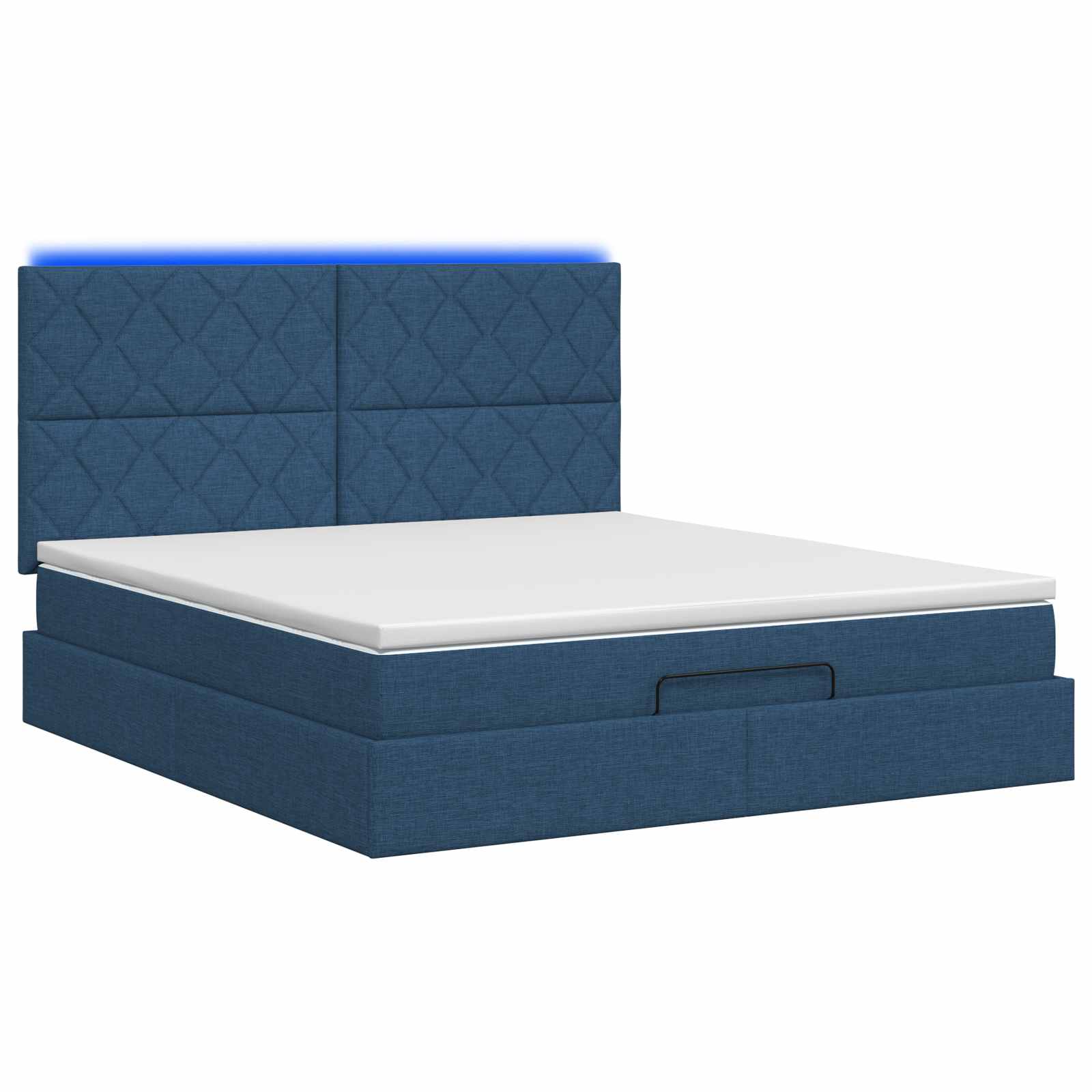 Ottoman Bed met Matrassen en LED Blauw 140 x 200 cm Stof