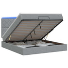 Ottoman bed 160x200 cm lichtgrijs stof met LED