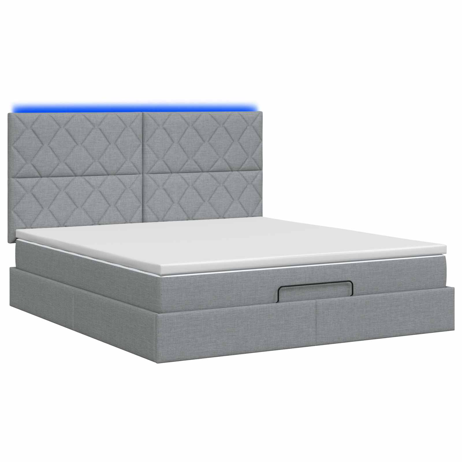 Ottoman Bed met Matrassen en LED Lichtgrijs 160 x 200 cm Stof