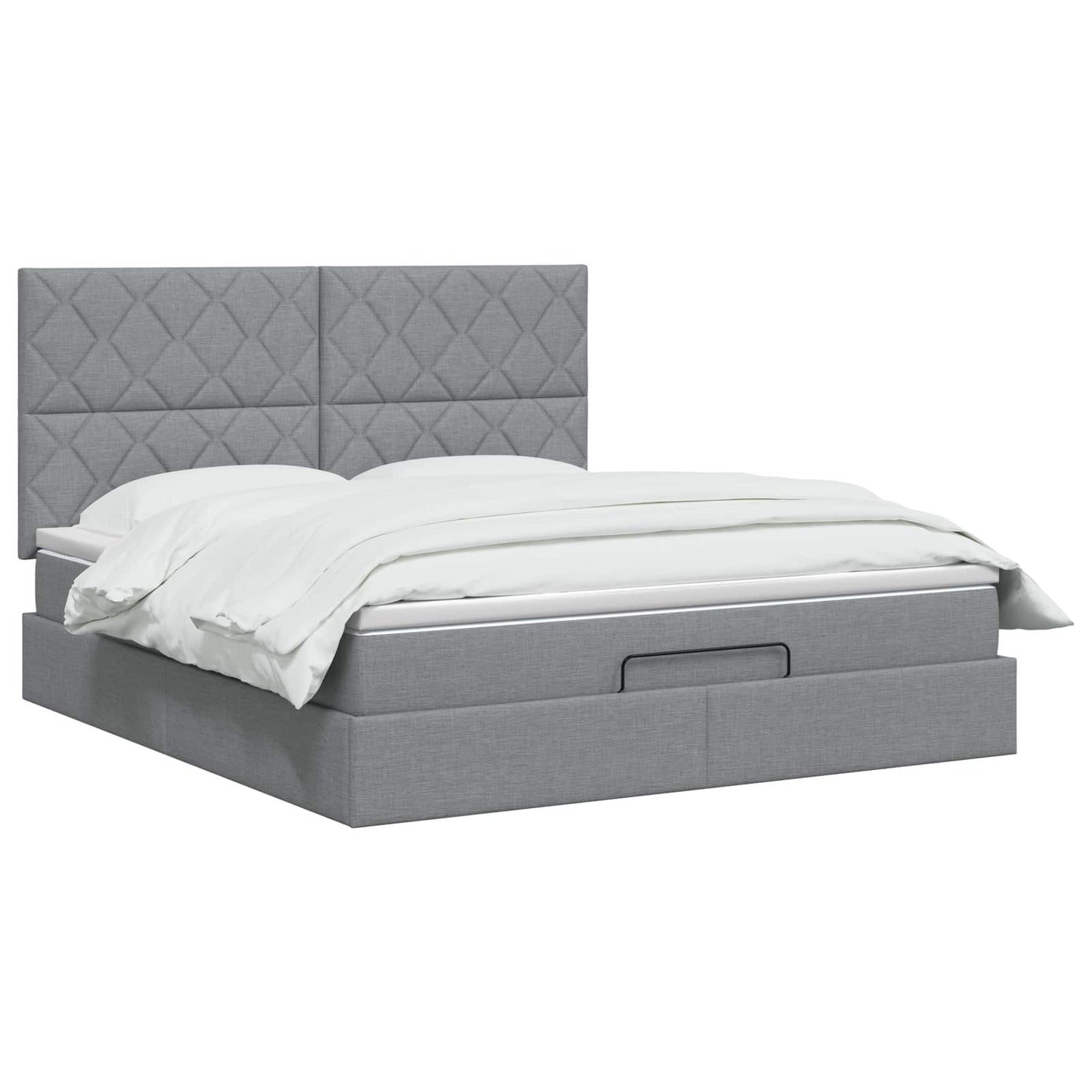 Ottoman Bed met Matrassen en LED Lichtgrijs 160 x 200 cm Stof