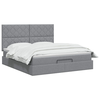 Ottoman Bed met Matrassen en LED Lichtgrijs 160 x 200 cm Stof