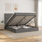 Ottoman bed 140x190 cm donkergrijs met matras