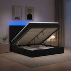 Ottoman bed 140x200 cm zwart met opbergruimte en led