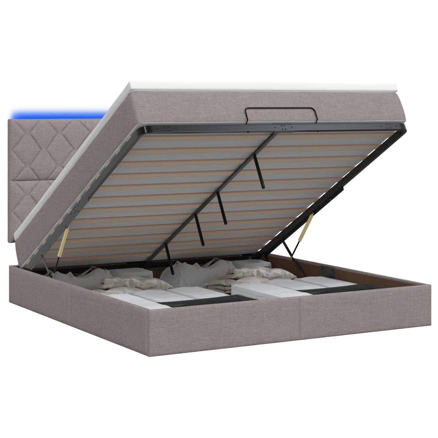 Ottoman Bed met Matrassen en LED Taupe 180 x 200 cm Stof