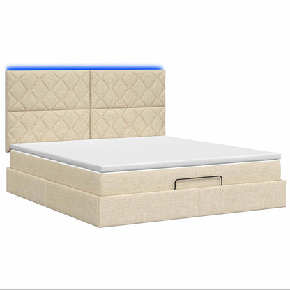 Ottoman Bed met Matrassen en LED Crèmekleurig 180 x 200 cm Stof