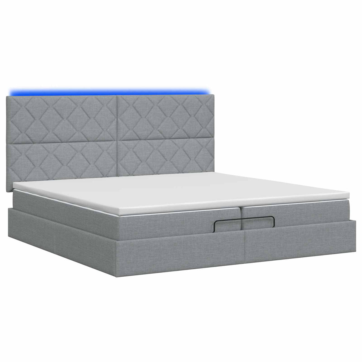 Ottoman Bed met Matrassen en LED Lichtgrijs 200 x 200 cm Stof