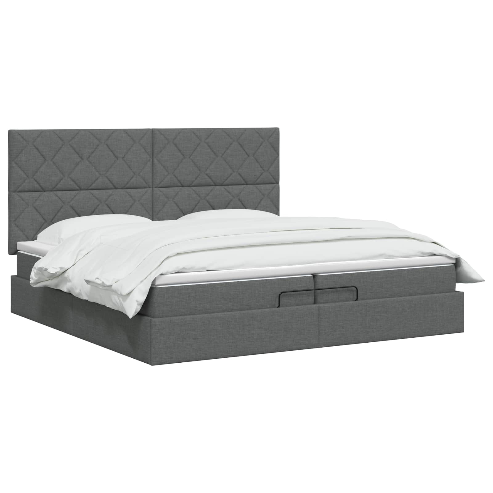 Ottoman Bed met Matrassen en LED Donkergrijs 200 x 200 cm Stof