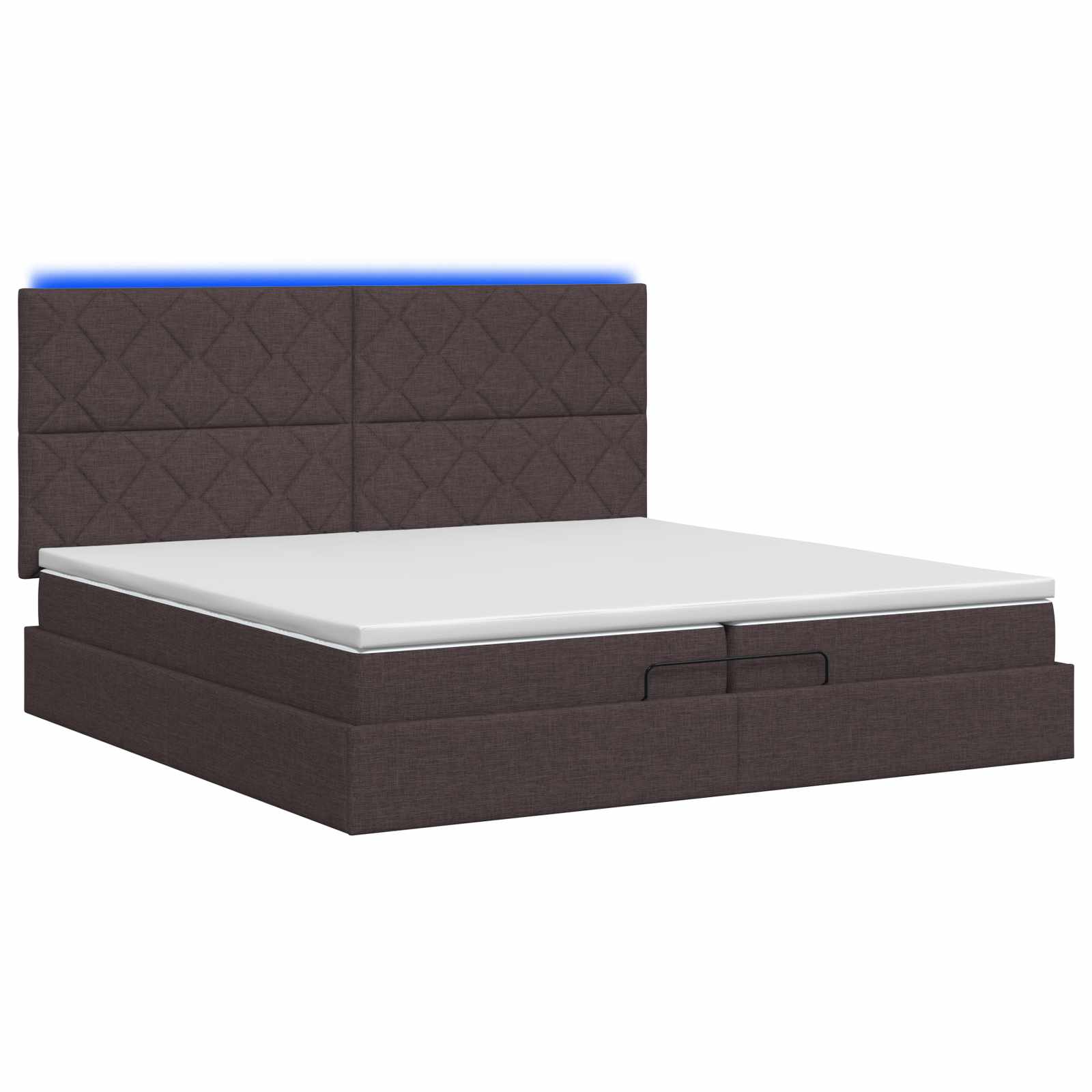 Ottoman Bed met Matrassen en LED Donkerbruin 200 x 200 cm Stof