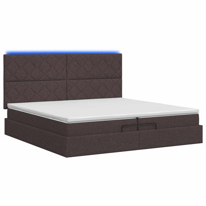 Ottoman Bed met Matrassen en LED Donkerbruin 200 x 200 cm Stof