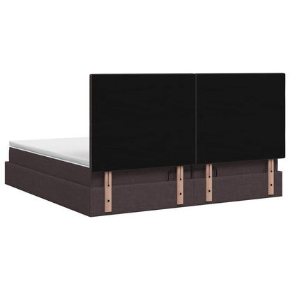 Ottoman Bed met Matrassen en LED Donkerbruin 200 x 200 cm Stof