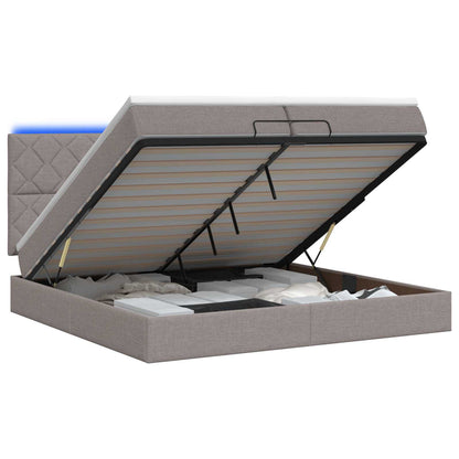Ottoman Bed met Matrassen en LED Taupe 200 x 200 cm Stof