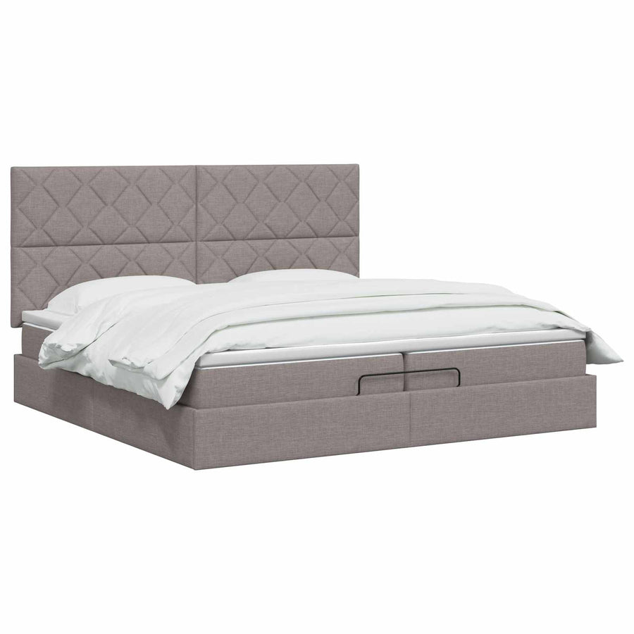 Ottoman Bed met Matrassen en LED Taupe 200 x 200 cm Stof