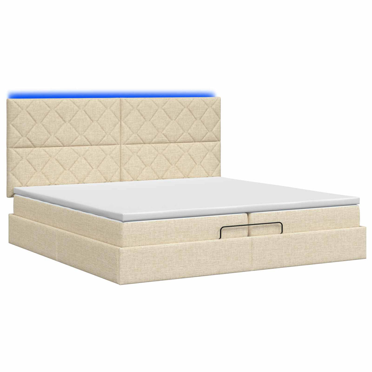 Ottoman Bed met Matrassen en LED Crèmekleurig 200 x 200 cm Stof