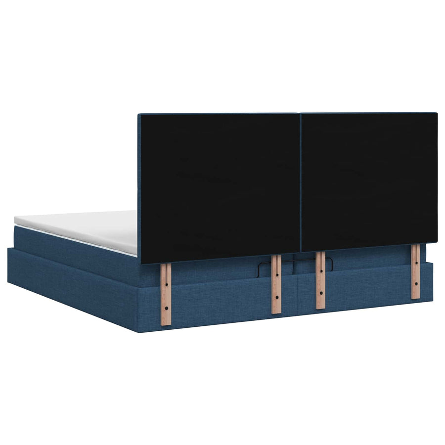 Ottoman Bed met Matrassen en LED Blauw 200 x 200 cm Stof