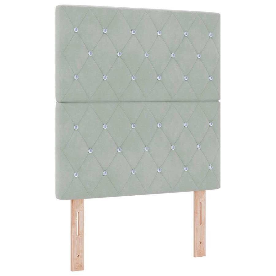 Ottoman Bed met Matrassen en LED Lichtgrijs 80 x 200 cm fluweel