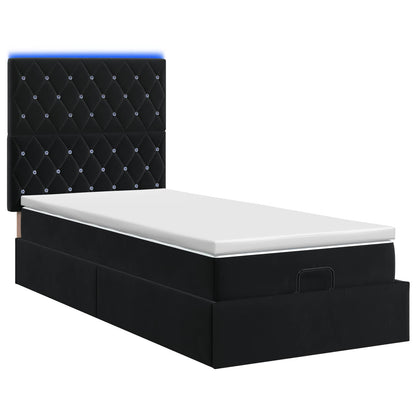 Ottoman Bed met Matrassen en LED Zwart 80 x 200 cm fluweel