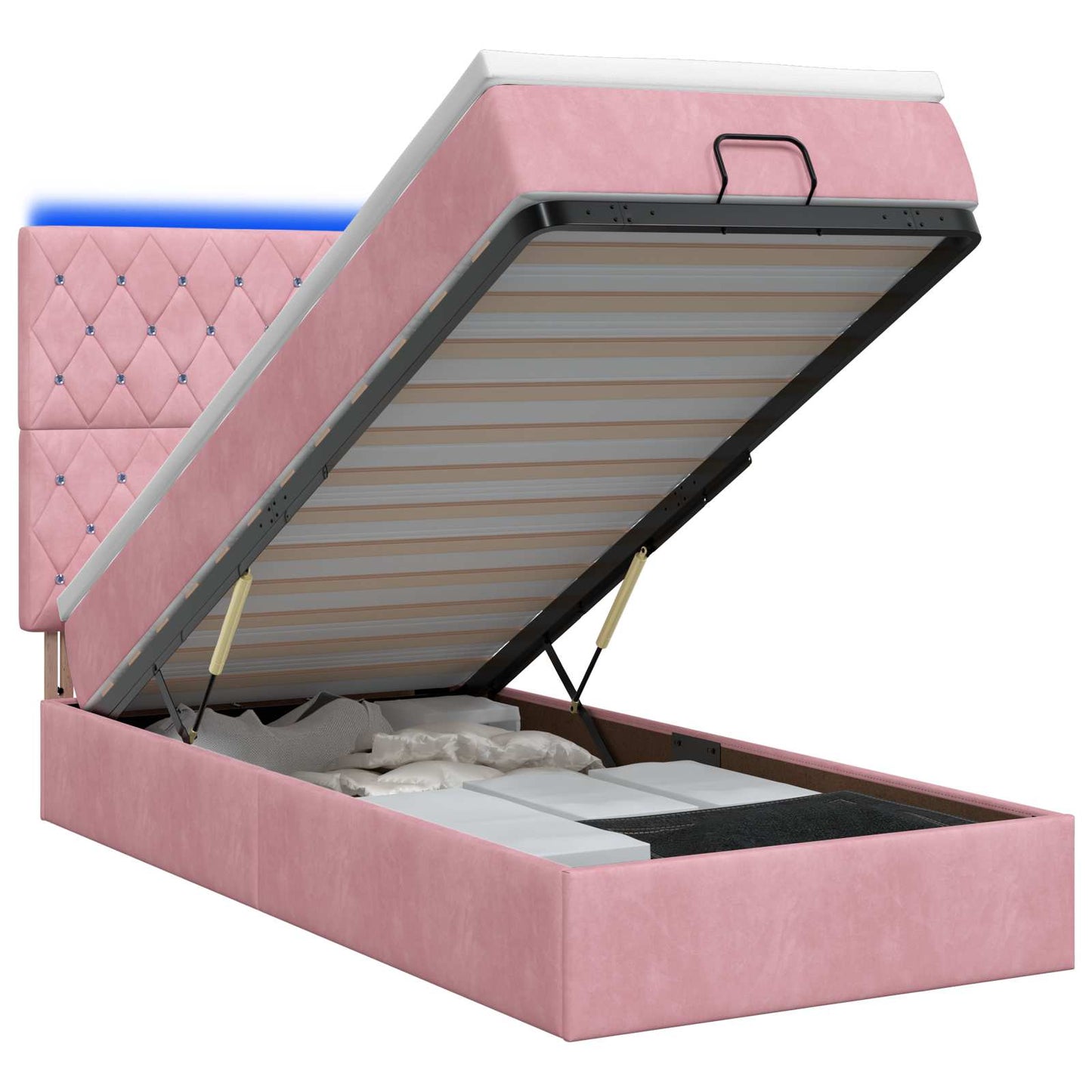 Ottoman Bed met Matrassen en LED Roze 80 x 200 cm fluweel