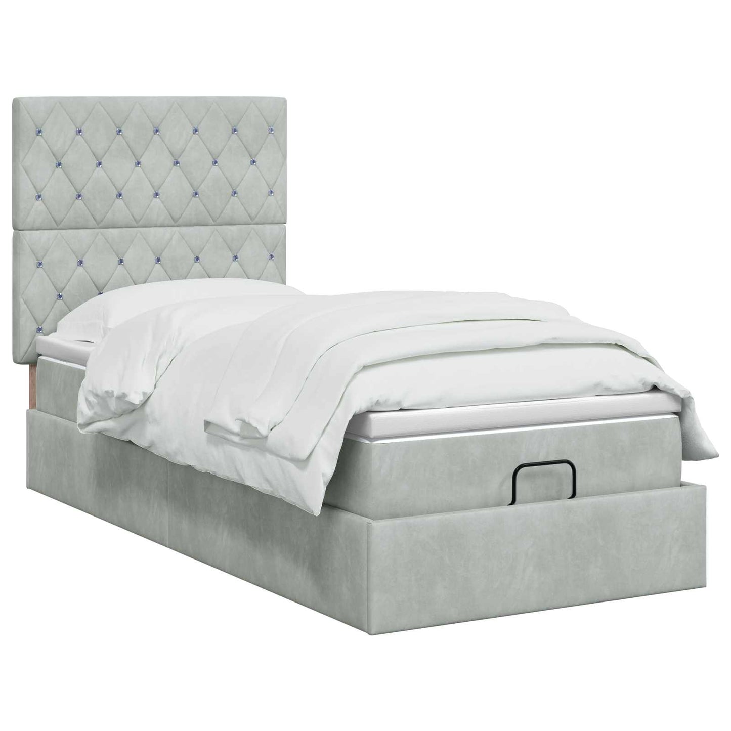 Ottoman Bed met Matrassen en LED Lichtgrijs 90 x 190 cm fluweel