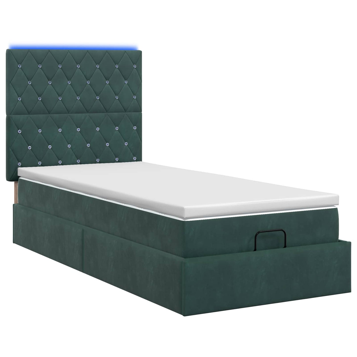 Ottoman Bed met Matrassen en LED Donkergroen 90 x 190 cm