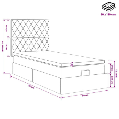 Ottoman Bed met Matrassen en LED Donkergroen 90 x 190 cm