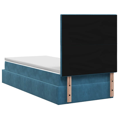 Ottoman Bed met Matrassen en LED Donkerblauw 90 x 190 cm