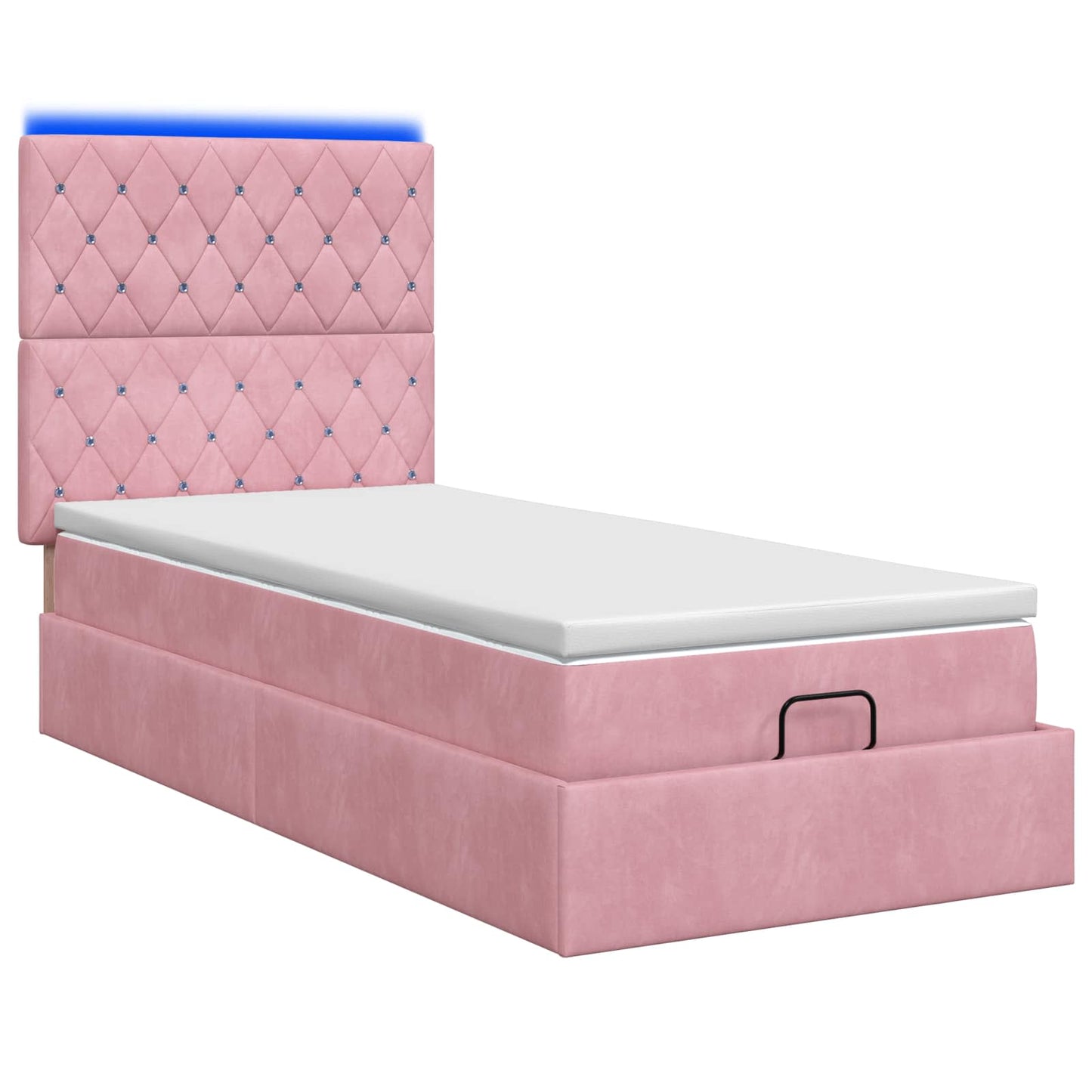 Ottoman Bed met Matrassen en LED Roze 90 x 190 cm fluweel