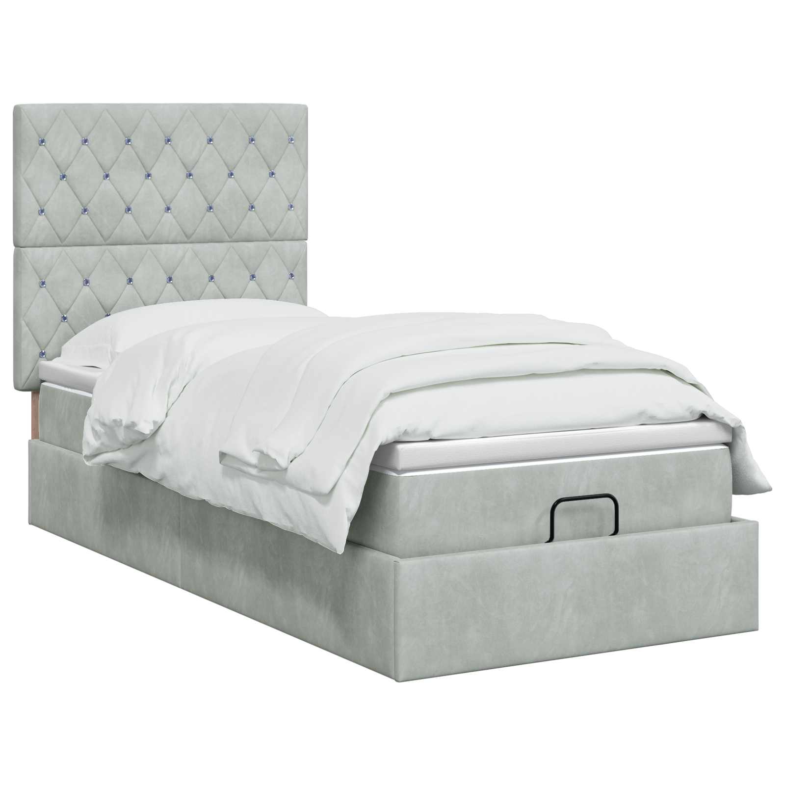 Ottoman Bed met Matrassen en LED Lichtgrijs 90 x 200 cm fluweel