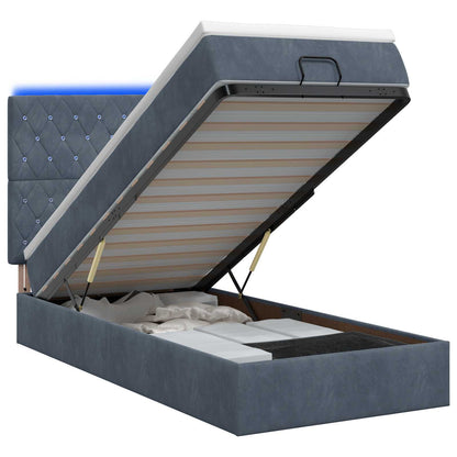 Ottoman Bed met Matrassen en LED Donkergrijs 90 x 200 cm