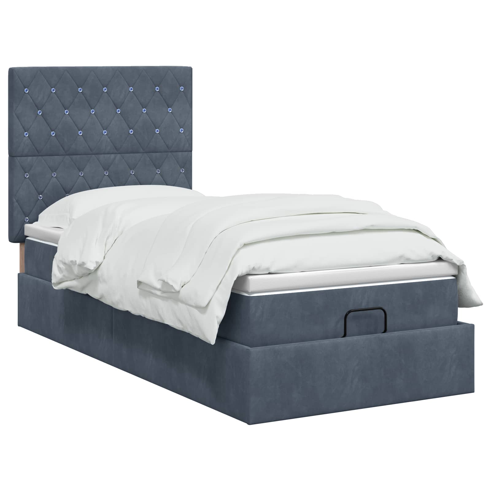 Ottoman Bed met Matrassen en LED Donkergrijs 90 x 200 cm