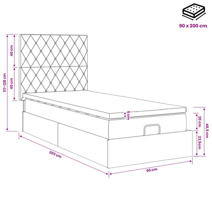 Ottoman Bed met Matrassen en LED Donkergrijs 90 x 200 cm