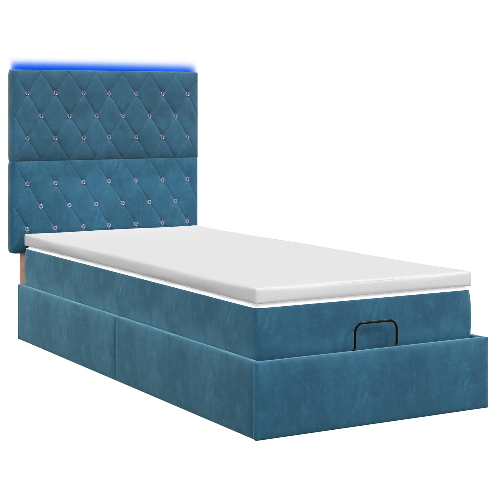 Ottoman Bed met Matrassen en LED Donkerblauw 90 x 200 cm