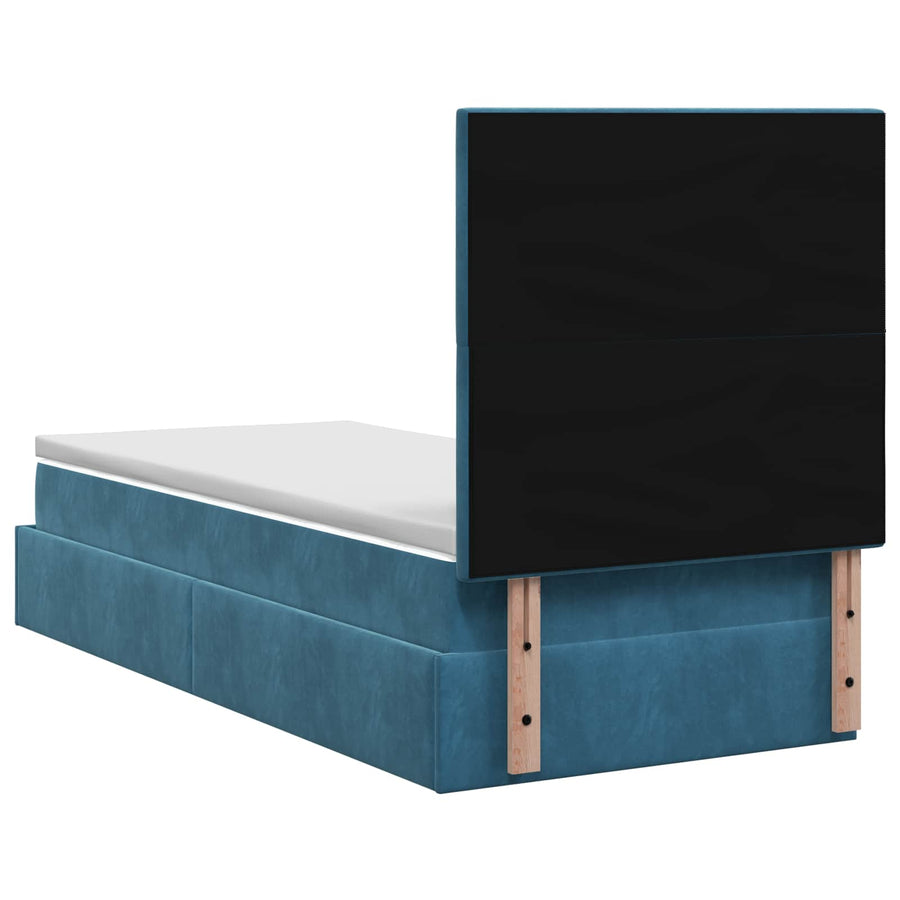 Ottoman Bed met Matrassen en LED Donkerblauw 90 x 200 cm