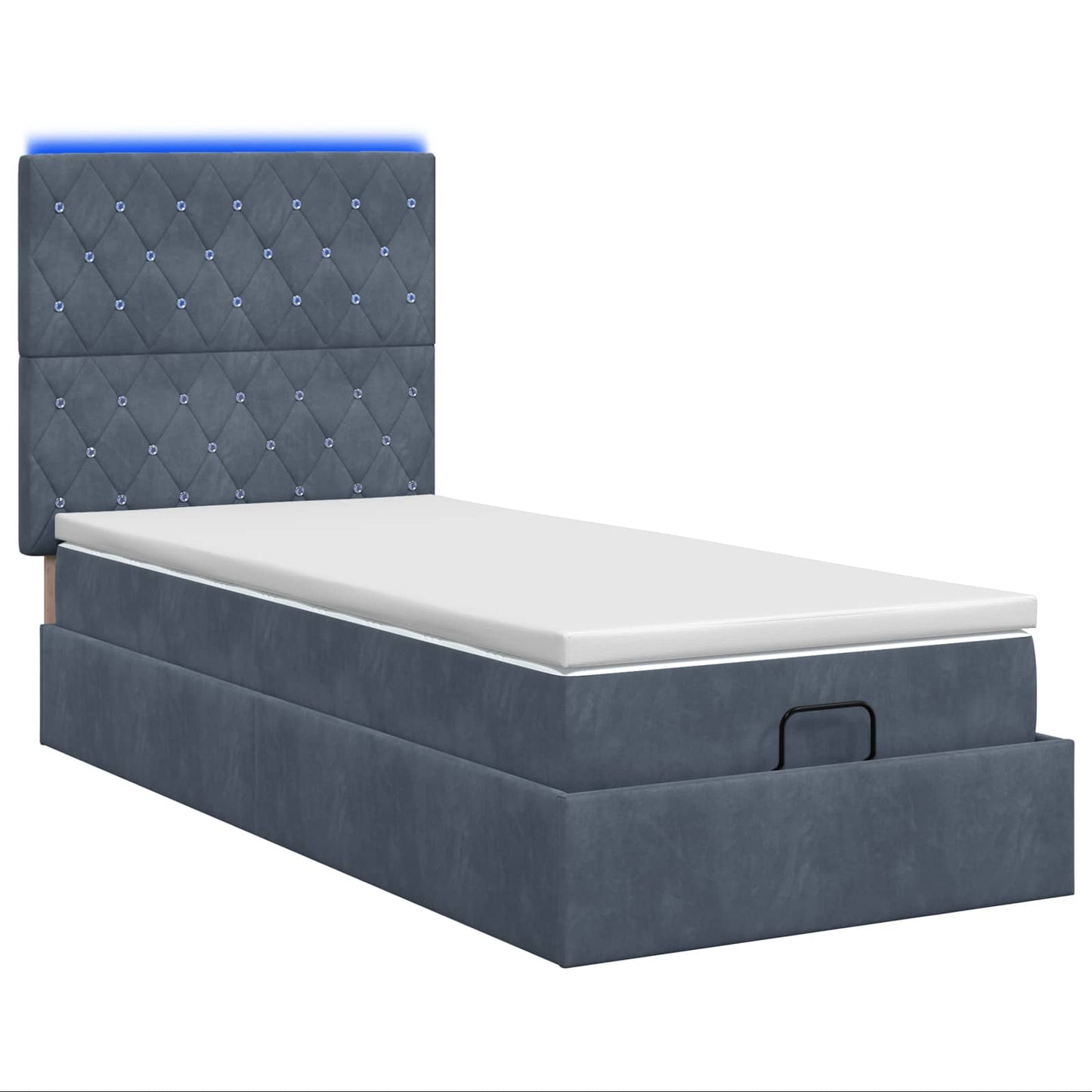 Ottoman Bed met Matrassen en LED Donkergrijs 100 x 200 cm
