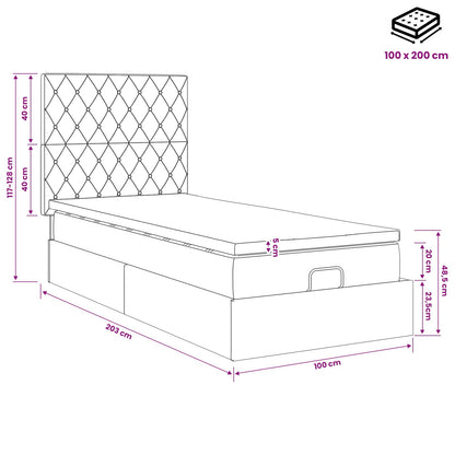 Ottoman Bed met Matrassen en LED Donkerblauw 100 x 200 cm