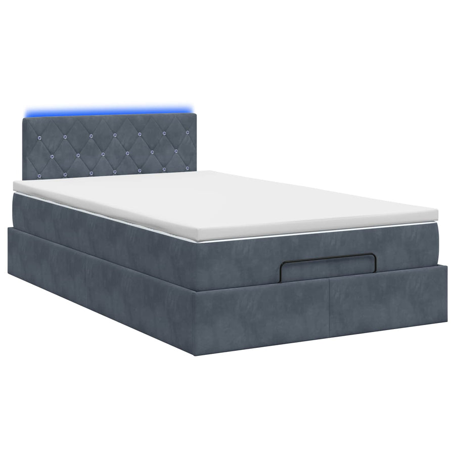 Ottoman Bed met Matrassen en LED Donkergrijs 120 x 190 cm