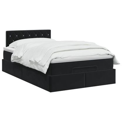 Ottoman Bed met Matrassen en LED Zwart 120 x 190 cm fluweel